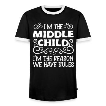 Familie Kinder Geschwister Lustig Geschenkidee - Männer Kontrast-T-Shirt - Schwarz/Weiß - Vorne - AI Model Female 172 light (172cm) & AI Model Male 178 light (178cm)