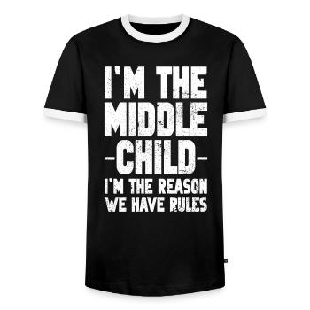 Familie Kinder Geschwister Lustig Geschenkidee - Männer Kontrast-T-Shirt - Schwarz/Weiß - Vorne - AI Model Female 172 light (172cm) & AI Model Male 178 light (178cm)