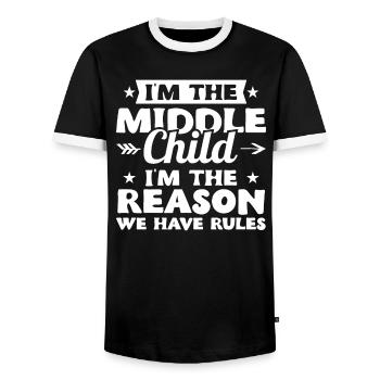 Familie Kinder Geschwister Lustig Geschenkidee - Männer Kontrast-T-Shirt - Schwarz/Weiß - Vorne - AI Model Female 172 light (172cm) & AI Model Male 178 light (178cm)