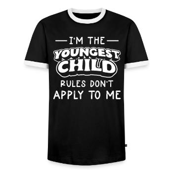 Family Kids Siblings Funny Gift Idea - Men's Ringer Shirt - black/white - Front - AI Model Female 172 light (172cm) & AI Model Male 178 light (178cm)