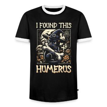Halloween Cat Witch Humor Saying Funny - Men's Ringer Shirt - black/white - Front - AI Model Female 172 light (172cm) & AI Model Male 178 light (178cm)