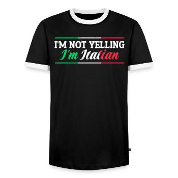 Italian Italian Italy Gift Idea - Men's Ringer Shirt - black/white - Front - AI Model Female 172 light (172cm) & AI Model Male 178 light (178cm)