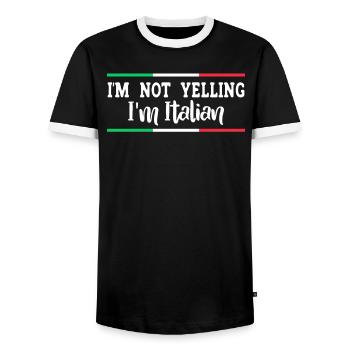 Italian Italian Italy Gift Idea Humor - Men's Ringer Shirt - black/white - Front - AI Model Female 172 light (172cm) & AI Model Male 178 light (178cm)