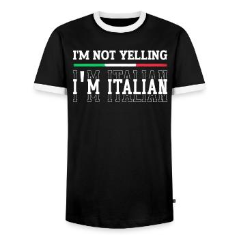 Italian Italian Italy Gift Idea - Men's Ringer Shirt - black/white - Front - AI Model Female 172 light (172cm) & AI Model Male 178 light (178cm)
