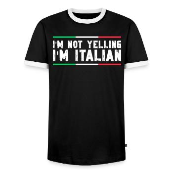 Italian Italian Funny Saying Gift Idea - Men's Ringer Shirt - black/white - Front - AI Model Female 172 light (172cm) & AI Model Male 178 light (178cm)