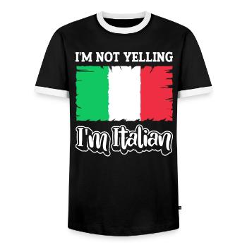 Italian Italian Italy Gift Idea Humor - Men's Ringer Shirt - black/white - Front - AI Model Female 172 light (172cm) & AI Model Male 178 light (178cm)
