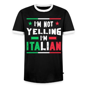 Italian Italian Italy Gift Idea Humor - Men's Ringer Shirt - black/white - Front - AI Model Female 172 light (172cm) & AI Model Male 178 light (178cm)