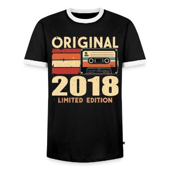 Geburtstag 2018 - Legendär Seit 2018 Geschenk 2018 - Männer Kontrast-T-Shirt - Schwarz/Weiß - Vorne - AI Model Female 172 light (172cm) & AI Model Male 178 light (178cm)