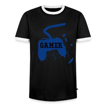 Gamer-Spielkonsole - Männer Kontrast-T-Shirt - Schwarz/Weiß - Vorne - AI Model Female 172 light (172cm) & AI Model Male 178 light (178cm)