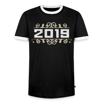 Jahrgang 2019 Retro Geburtstag 2019 Vintage 2019 - Männer Kontrast-T-Shirt - Schwarz/Weiß - Vorne - AI Model Female 172 light (172cm) & AI Model Male 178 light (178cm)