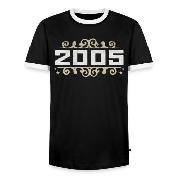 Millésime 2005 Rétro Anniversaire 2005 Millésime 2005 - T-shirt contrasté Homme - noir/blanc - Devant - AI Model Female 172 light (172cm) & AI Model Male 178 light (178cm)
