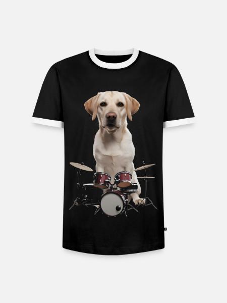 Labrador Schlagzeug - Männer Kontrast-T-Shirt - Schwarz/Weiß