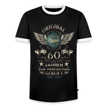 LEBENDE LEGENDE 60 JAHRE Geschenk 60. Geburtstag - Männer Kontrast-T-Shirt - Schwarz/Weiß - Vorne - AI Model Female 172 light (172cm) & AI Model Male 178 light (178cm)