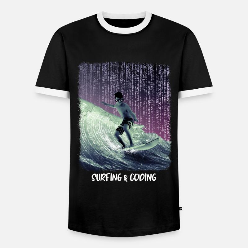 Surfing & Coding - Männer Kontrast-T-Shirt - Schwarz/Weiß