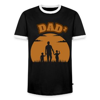 Dad² 2 Sons Brown - Männer Kontrast-T-Shirt - Schwarz/Weiß - Vorne - AI Model Female 172 light (172cm) & AI Model Male 178 light (178cm)