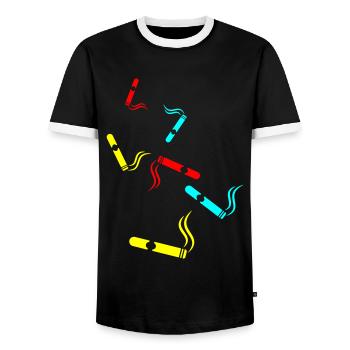 Cigar Symbol - Men's Ringer Shirt - black/white - Front - AI Model Female 172 light (172cm) & AI Model Male 178 light (178cm)