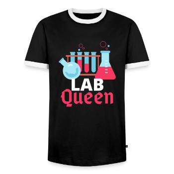 Königin des Labors, Queen of the lab - Men's Ringer Shirt - black/white - Front - AI Model Female 172 light (172cm) & AI Model Male 178 light (178cm)