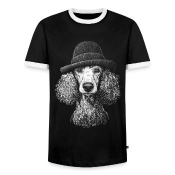 Poodle Large Poodle Hat Hat Dog Dog King Poodle - Men's Ringer Shirt - black/white - Front - AI Model Female 172 light (172cm) & AI Model Male 178 light (178cm)