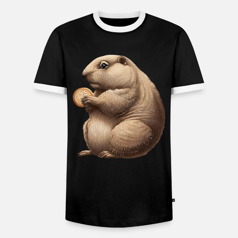Groundhog with Cracker - Men's Ringer Shirt - black/white