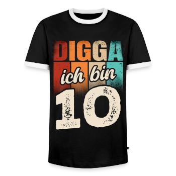 Digga Ich Bin 10 Jahre 10. Geburtstag - Männer Kontrast-T-Shirt - Schwarz/Weiß - Vorne - AI Model Female 172 light (172cm) & AI Model Male 178 light (178cm)