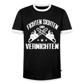 Holzfäller Fichten Sichten Und Vernichten Geschenk - Männer Kontrast-T-Shirt - Schwarz/Weiß - Vorne - AI Model Female 172 light (172cm) & AI Model Male 178 light (178cm)