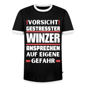 Ne parlez pas à des vignerons stressés ! - T-shirt contrasté Homme - noir/blanc - Devant - AI Model Female 172 light (172cm) & AI Model Male 178 light (178cm)