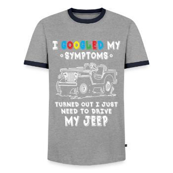 Turned Out I Just Need To Drive My Jeeps - Men's Ringer Shirt - grey/navy  - Front - AI Model Female 172 light (172cm) & AI Model Male 178 light (178cm)