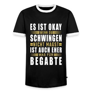 Es ist ok wenn Du Schwingen nicht magst - Männer Kontrast-T-Shirt - Schwarz/Weiß - Vorne - AI Model Female 172 light (172cm) & AI Model Male 178 light (178cm)