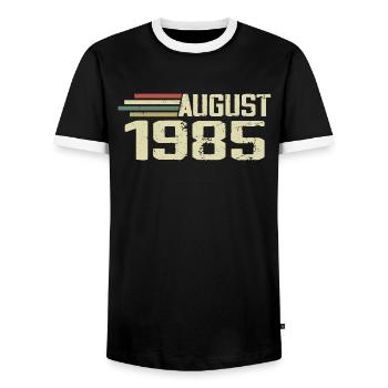 Né Août 1985 Anniversaire Août 1985 Millésime - T-shirt contrasté Homme - noir/blanc - Devant - AI Model Female 172 light (172cm) & AI Model Male 178 light (178cm)