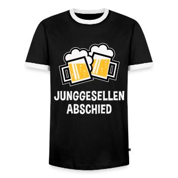 Junggesellenabschied (Bier Bayrische Bierkrüge 3C) - Männer Kontrast-T-Shirt - Schwarz/Weiß - Vorne - AI Model Female 172 light (172cm) & AI Model Male 178 light (178cm)