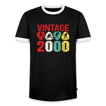 2000 Geburtstag Rock n Roll Vintage - Männer Kontrast-T-Shirt - Schwarz/Weiß - Vorne - AI Model Female 172 light (172cm) & AI Model Male 178 light (178cm)
