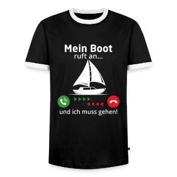 Mein Boot ruft an und ich muss gehen! segeln - Männer Kontrast-T-Shirt - Schwarz/Weiß - Vorne - AI Model Female 172 light (172cm) & AI Model Male 178 light (178cm)