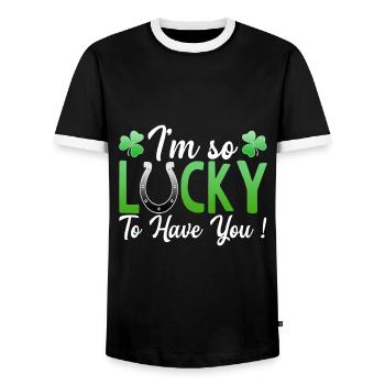 J’ai tellement de chance de t’avoir St. Patrick Ire Klee - T-shirt contrasté Homme - noir/blanc - Devant - AI Model Female 172 light (172cm) & AI Model Male 178 light (178cm)