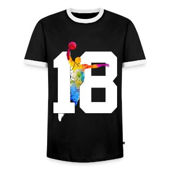 NUMÉRO 18 BASKETBALL 18E ANNIVERSAIRE - T-shirt contrasté Homme - noir/blanc - Devant - AI Model Female 172 light (172cm) & AI Model Male 178 light (178cm)