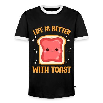 Life Is Better With Toast - Men's Ringer Shirt - black/white - Front - AI Model Female 172 light (172cm) & AI Model Male 178 light (178cm)