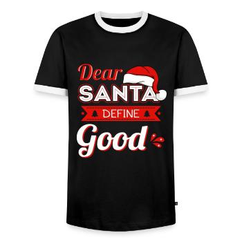 Dear Santa Define Good - Men's Ringer Shirt - black/white - Front - AI Model Female 172 light (172cm) & AI Model Male 178 light (178cm)