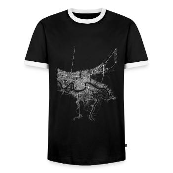Minimal New Orleans city map and streets - Men's Ringer Shirt - black/white - Front - AI Model Female 172 light (172cm) & AI Model Male 178 light (178cm)