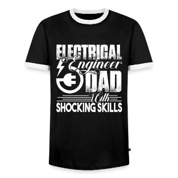Ingénieur électricien Ingénieur électrique Compétences de papa - T-shirt contrasté Homme - noir/blanc - Devant - AI Model Female 172 light (172cm) & AI Model Male 178 light (178cm)
