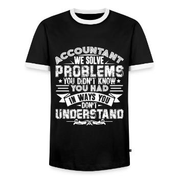 Les comptables-comptables résolvent les problèmes - T-shirt contrasté Homme - noir/blanc - Devant - AI Model Female 172 light (172cm) & AI Model Male 178 light (178cm)