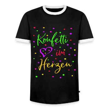 Karneval Fasching Konfetti im Herzen - Männer Kontrast-T-Shirt - Schwarz/Weiß - Vorne - AI Model Female 172 light (172cm) & AI Model Male 178 light (178cm)