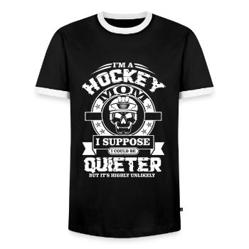 Hockey Je suis une maman de hockey - T-shirt contrasté Homme - noir/blanc - Devant - AI Model Female 172 light (172cm) & AI Model Male 178 light (178cm)