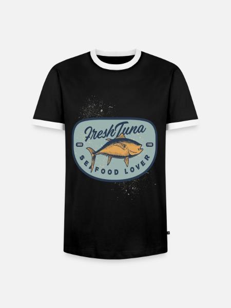 Fresh Tuna Tuna Seafood - Men's Ringer Shirt - black/white