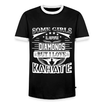 Karate I Love Karate - Men's Ringer Shirt - black/white - Front - AI Model Female 172 light (172cm) & AI Model Male 178 light (178cm)
