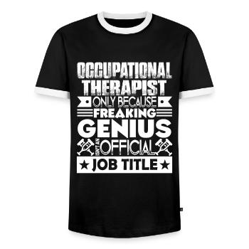 Occupational Therapist Job Title - Men's Ringer Shirt - black/white - Front - AI Model Female 172 light (172cm) & AI Model Male 178 light (178cm)