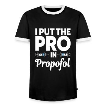 I Put The Pro In Propofol - Männer Kontrast-T-Shirt - Schwarz/Weiß - Vorne - AI Model Female 172 light (172cm) & AI Model Male 178 light (178cm)