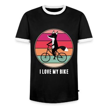 I love my bike Fahrradfahrer Fahrrad Bike Fuchs - Männer Kontrast-T-Shirt - Schwarz/Weiß - Vorne - AI Model Female 172 light (172cm) & AI Model Male 178 light (178cm)