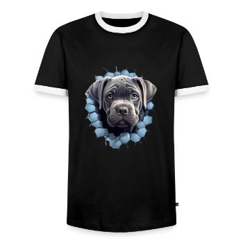 Cane Corso durch die Wand für einen Cane Corso - Männer Kontrast-T-Shirt - Schwarz/Weiß - Vorne - AI Model Female 172 light (172cm) & AI Model Male 178 light (178cm)