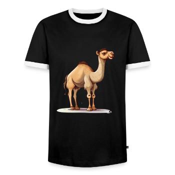 Niedliches Kamel für Kinder für Kinder - Männer Kontrast-T-Shirt - Schwarz/Weiß - Vorne - AI Model Female 172 light (172cm) & AI Model Male 178 light (178cm)