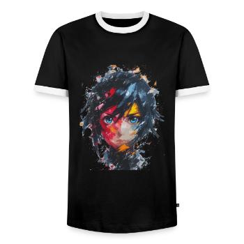 Abstrakt Anime Kunst Manga Charakter Anime Fan - Männer Kontrast-T-Shirt - Schwarz/Weiß - Vorne - AI Model Female 172 light (172cm) & AI Model Male 178 light (178cm)