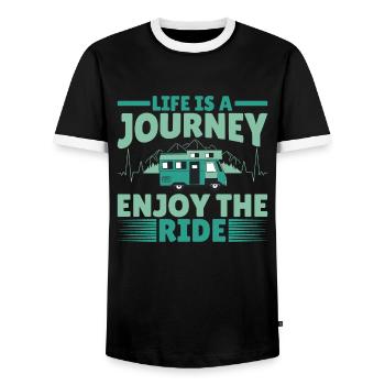 Van Life Camping Voyage Camping-car Camping-car - T-shirt contrasté Homme - noir/blanc - Devant - AI Model Female 172 light (172cm) & AI Model Male 178 light (178cm)